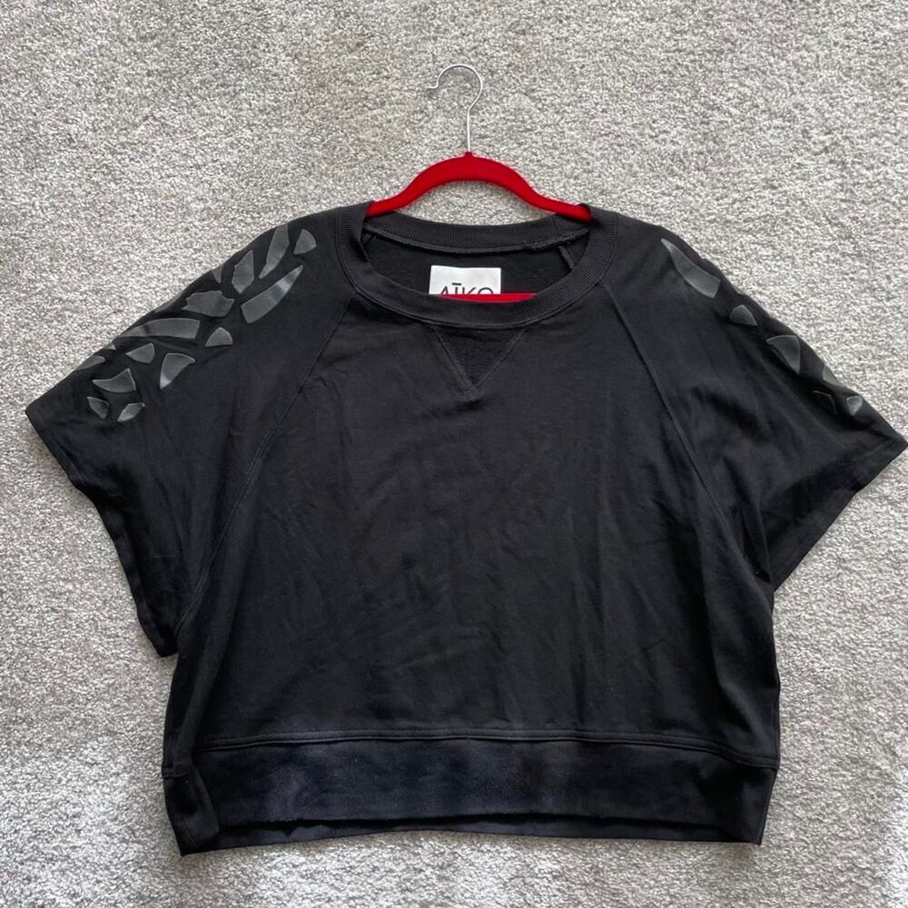 AIKO short sleeve sweatshirt top with faux leather details